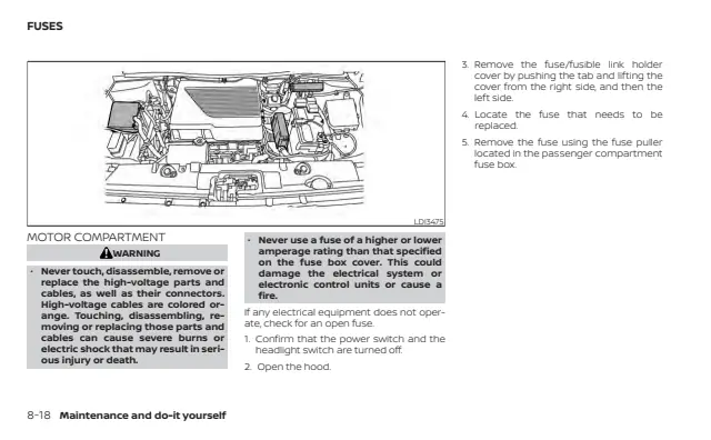 Fuse information on page 535 of the 2020 Nissan Leaf manual