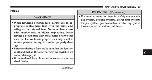 Fuse information on page 573 of the 2014 Dodge Charger manual
