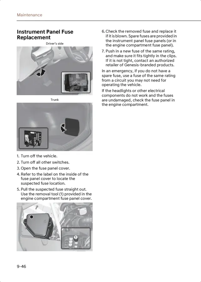 Fuse information on page 516 of the 2027 Genesis G80 manual