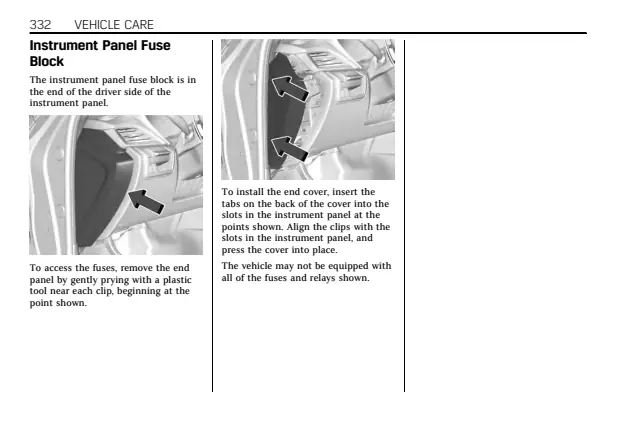 Fuse information on page 333 of the 2021 Cadillac CT4 manual