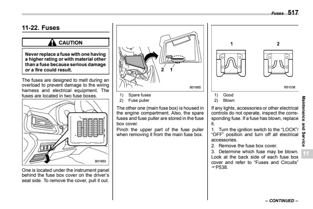 Fuse information on page 523 of the 2021 Subaru Outback manual