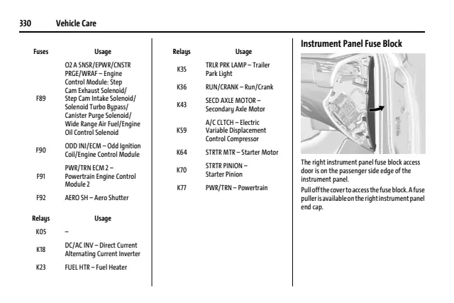 Fuse information on page 331 of the 2026 Chevrolet Tahoe manual