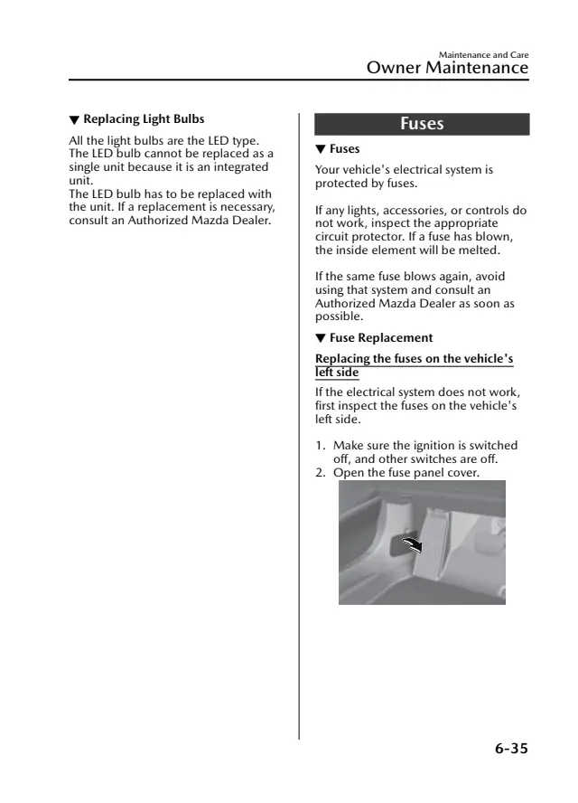 Fuse information on page 467 of the 2022 Mazda CX-30 manual