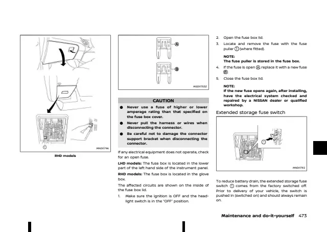 Fuse information on page 479 of the 2025 Nissan Qashqai manual