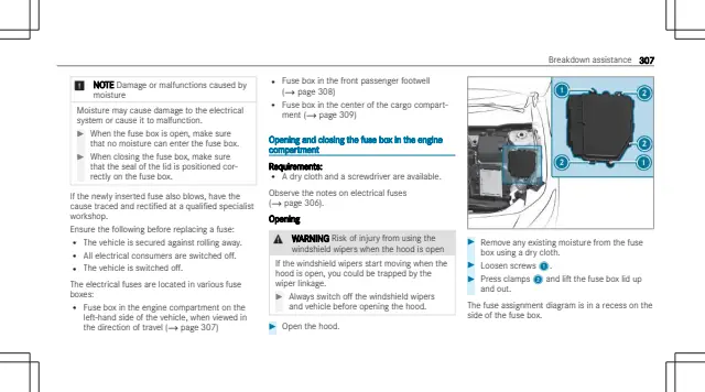 Fuse information on page 309 of the 2022 Mercedes-Benz GLB manual