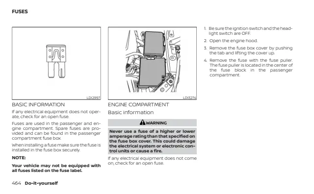 Fuse information on page 474 of the 2025 Nissan Altima manual
