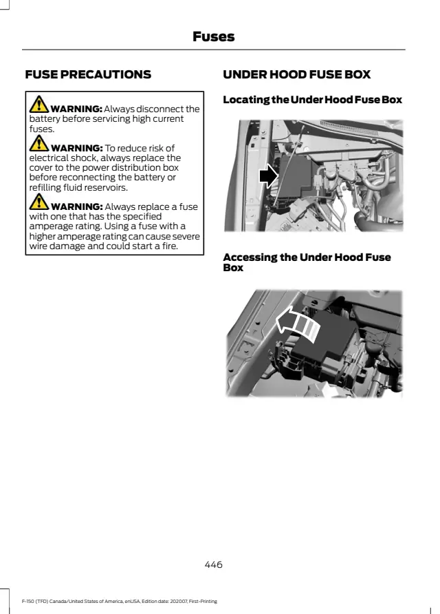 Fuse information on page 449 of the 2021 Ford F-150 manual
