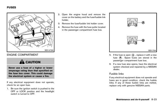 Fuse information on page 373 of the 2013 Nissan 370Z manual
