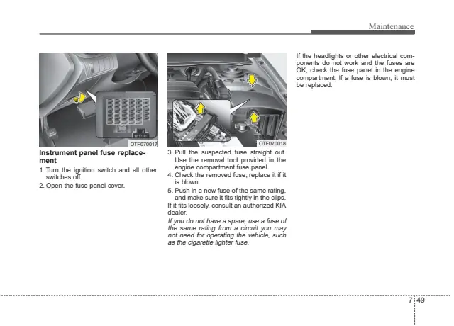 Fuse information on page 351 of the 2011 Kia Optima manual