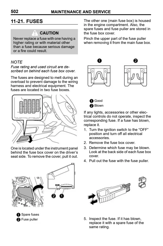 Fuse information on page 504 of the 2026 Subaru Outback manual
