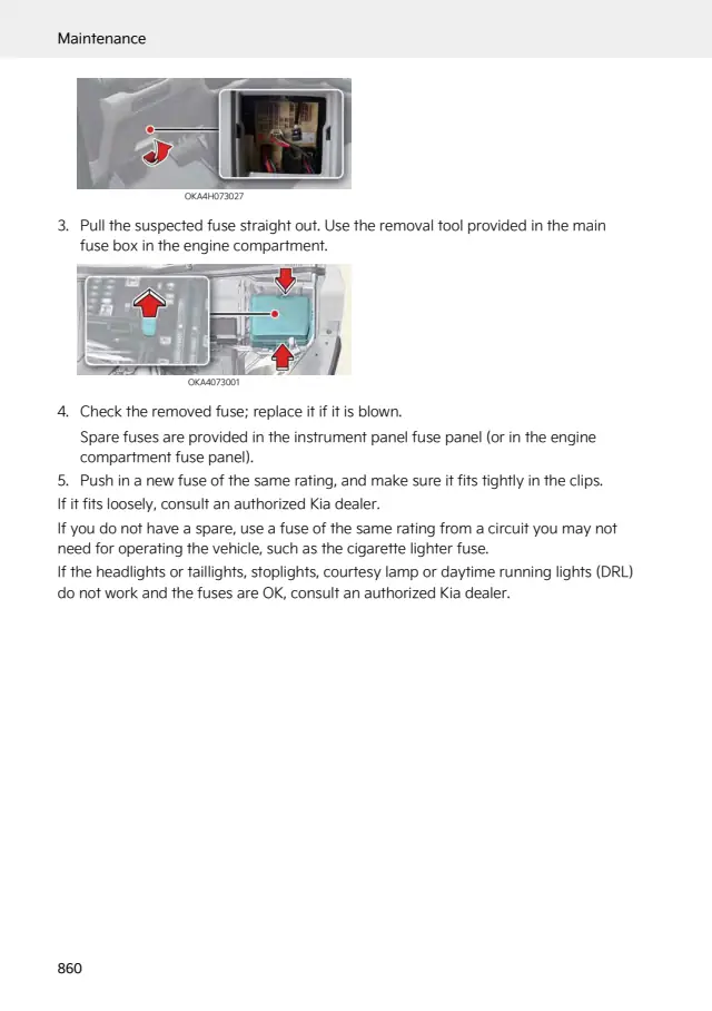 Fuse information on page 862 of the 2027 Kia Carnival manual