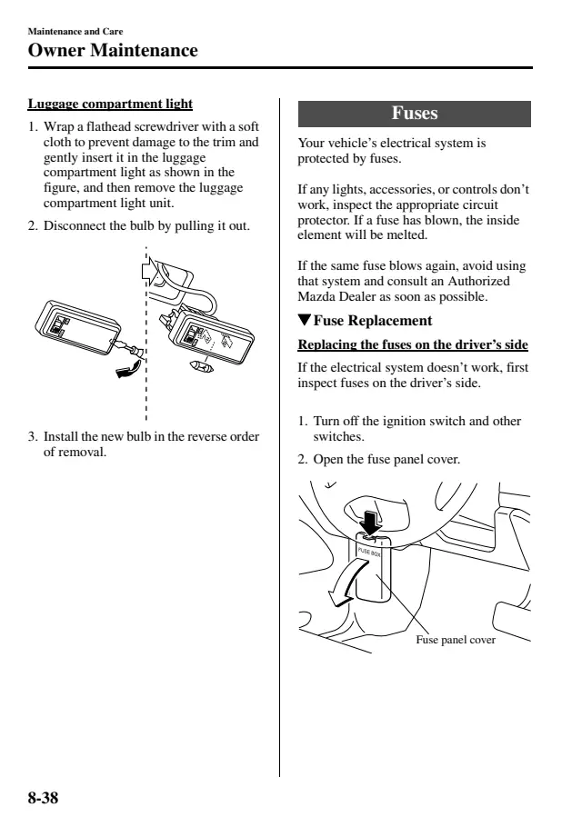 Fuse information on page 294 of the 2004 Mazda MPV manual