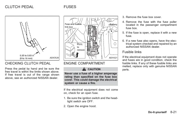 Fuse information on page 184 of the 2000 Nissan Altima manual