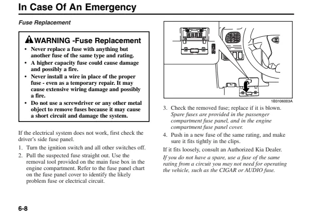 Fuse information on page 157 of the 2005 Kia Rio manual