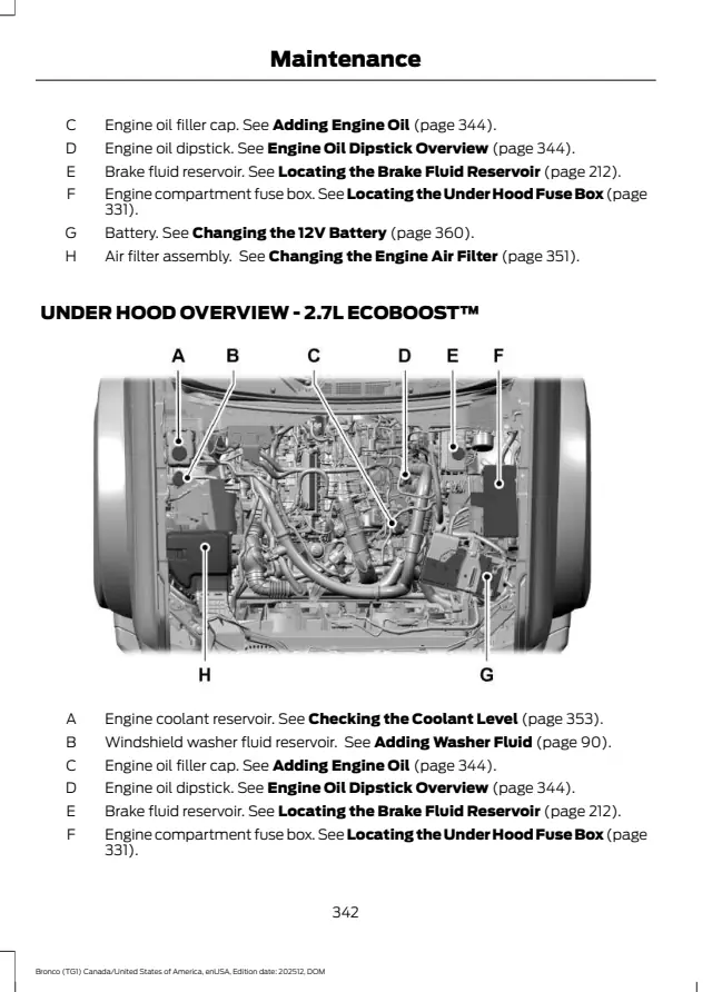Fuse information on page 346 of the 2026 Ford Bronco manual