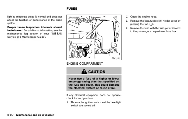 Fuse information on page 420 of the 2012 Nissan Murano manual