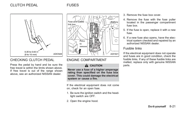 Fuse information on page 198 of the 2001 Nissan Altima manual
