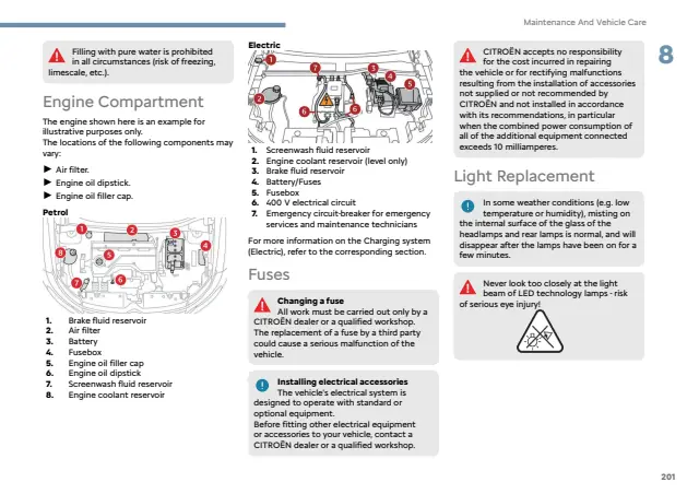Fuse information on page 202 of the 2025 Citroen C4 X manual