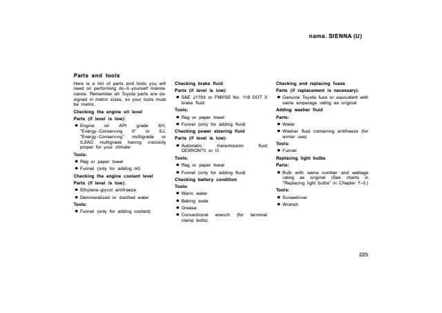 Fuse information on page 230 of the 1998 Toyota Sienna manual
